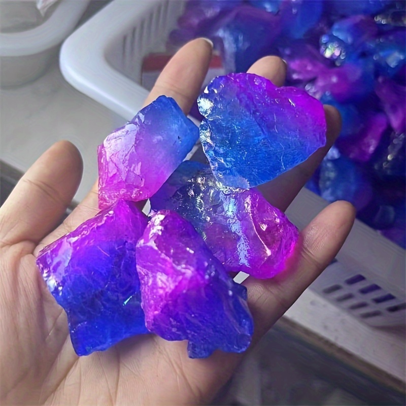 100g Of Colorful Aura Rough Stone Jewelry Additions, Home Decoration, Gift For