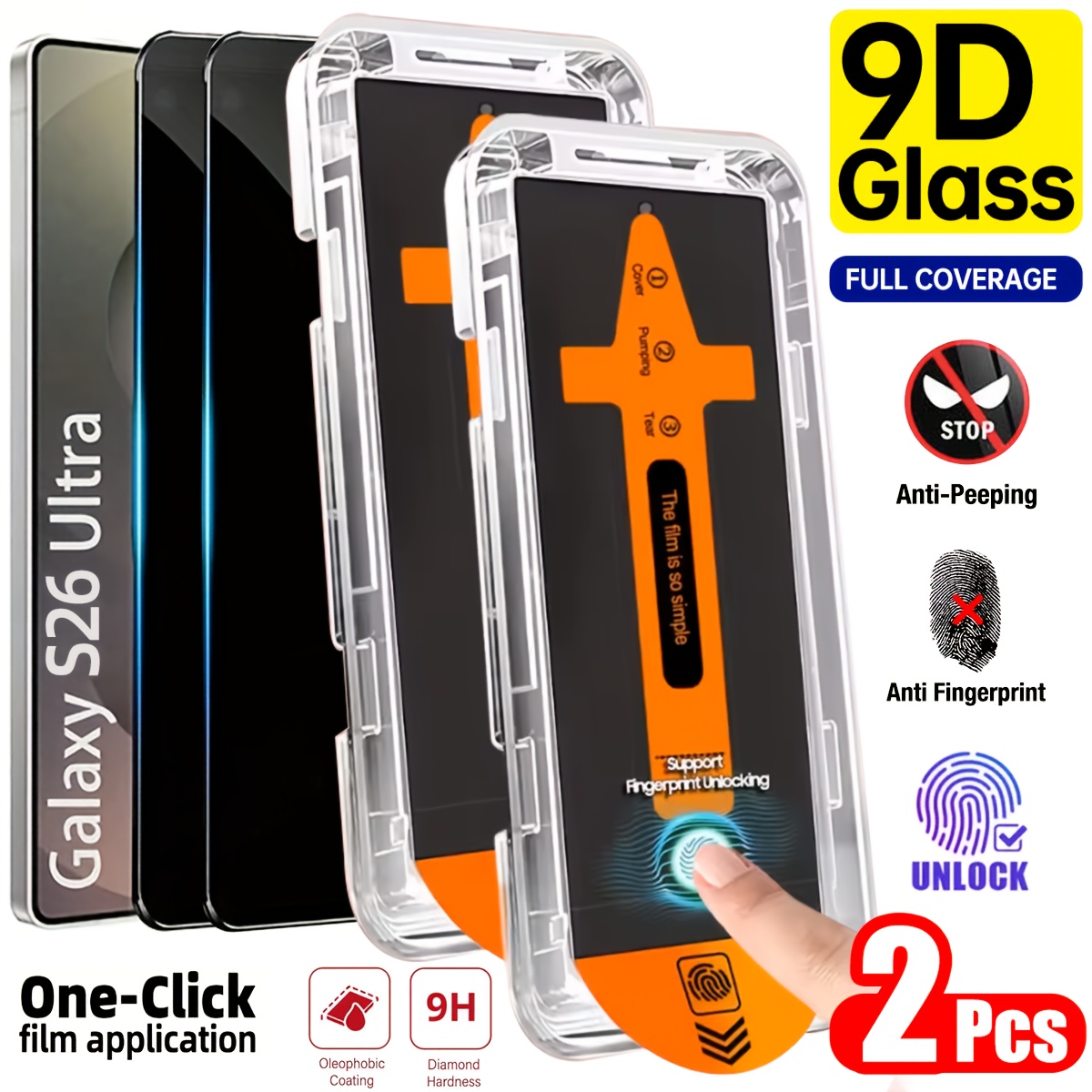 TEMU 2pcs Full Coverage Privacy Screen Protector With Install Kit Auto-alignment Kit, Compatible With For For Galaxy S26 Ultra/s25 Ultra - 6.9 Inch,