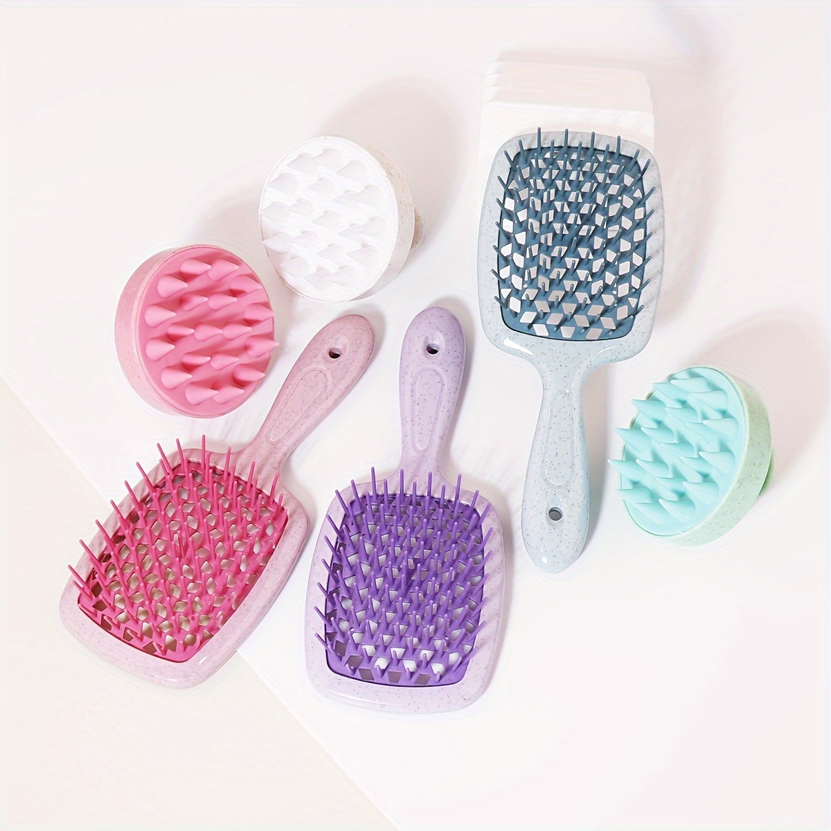 

2-piece/set Scalp Massage Comb Set, Pp Material With Shampoo Brush & Vent Hair Brush, Ergonomic Detangling Hairbrush For Shower & Styling, Available In Green & Purple