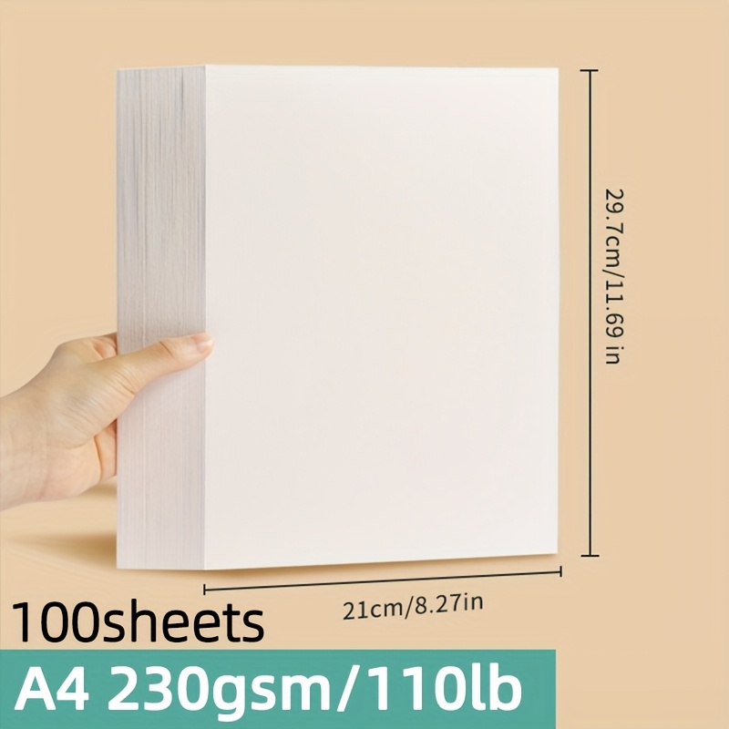 TEMU 100pcs Premium Watercolor Paper Bulk, 110lb/230gsm Fine Texture, High-quality A4 Size Art Paper For Drawing, Painting, Markers, Gouache - Ideal