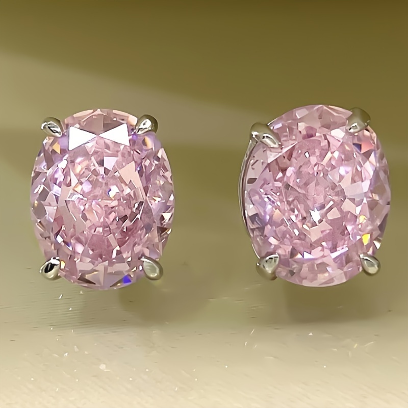 Image of 1 Pair Of Women's Fashion Stud Earrings, Minimalist Style, Geometric Round Inlaid Synthetic Synthetic Synthetic Zircon​​ Wedding Easy Additions, Daily Casual Party Additions