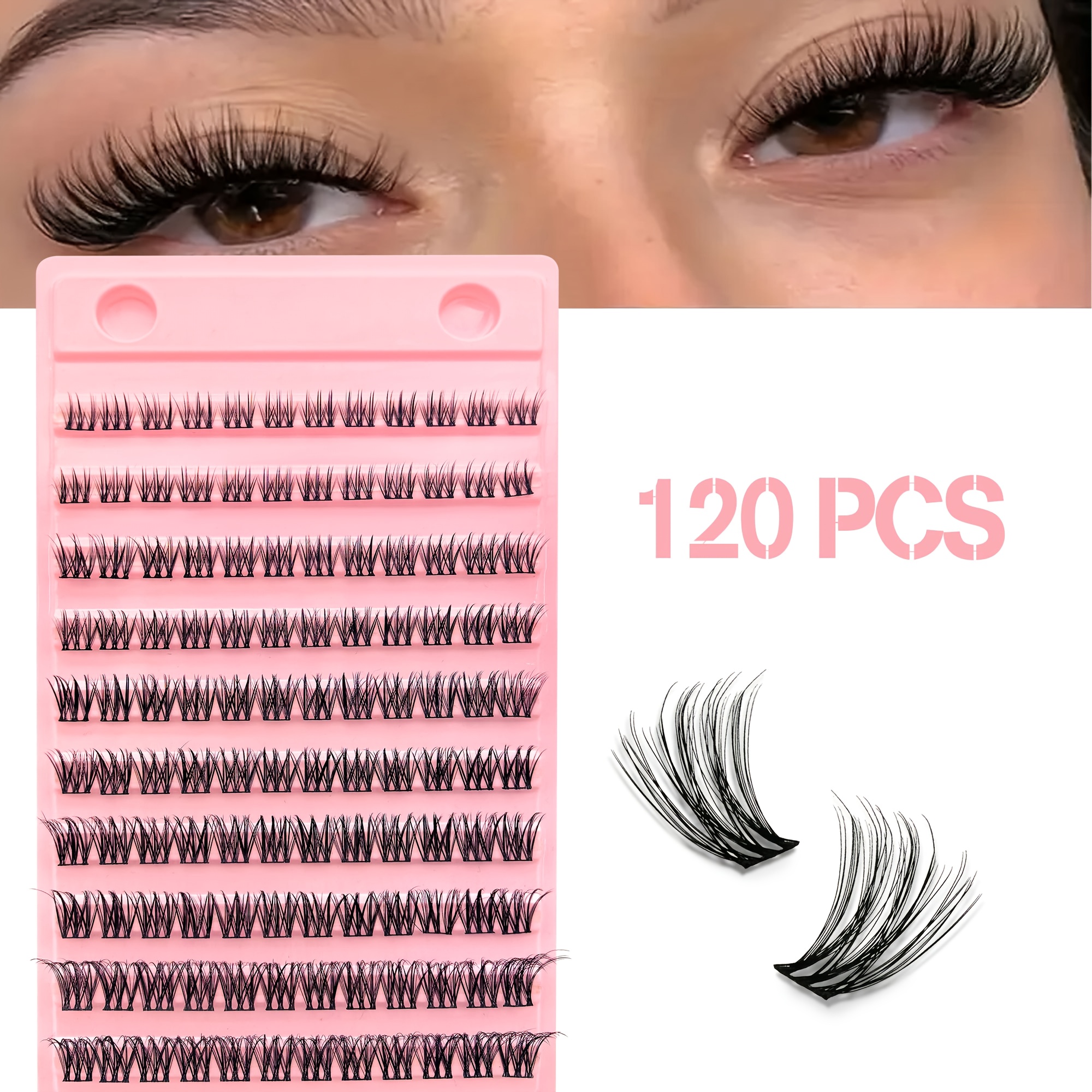 Image of 120 Clusters Of Eyelash Extensions, 8-16mm Multiple Lengths, Natural And , Reusable, Perfect For Halloween, Christmas, Valentine's Day Gifts, , Etc., Suitable For Daily Use/travel/photography