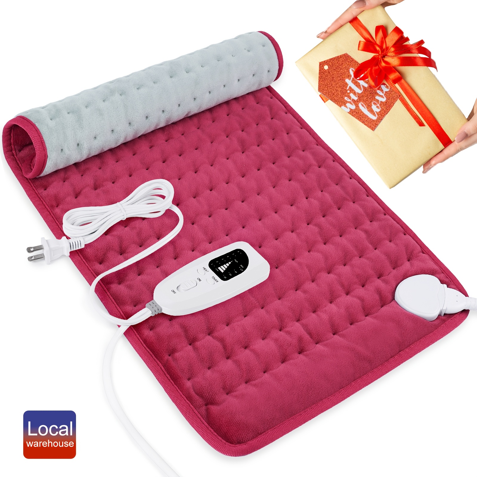 

Iduontis Xl Portable Heating Pad - 24" X 12" Soft Flannel With 6- Thermostat & Timer, Pink, Ideal For Shoulders, Neck, Back, Knees, And Legs, Perfect Gift For Birthdays, Holidays, And Valentine's Day