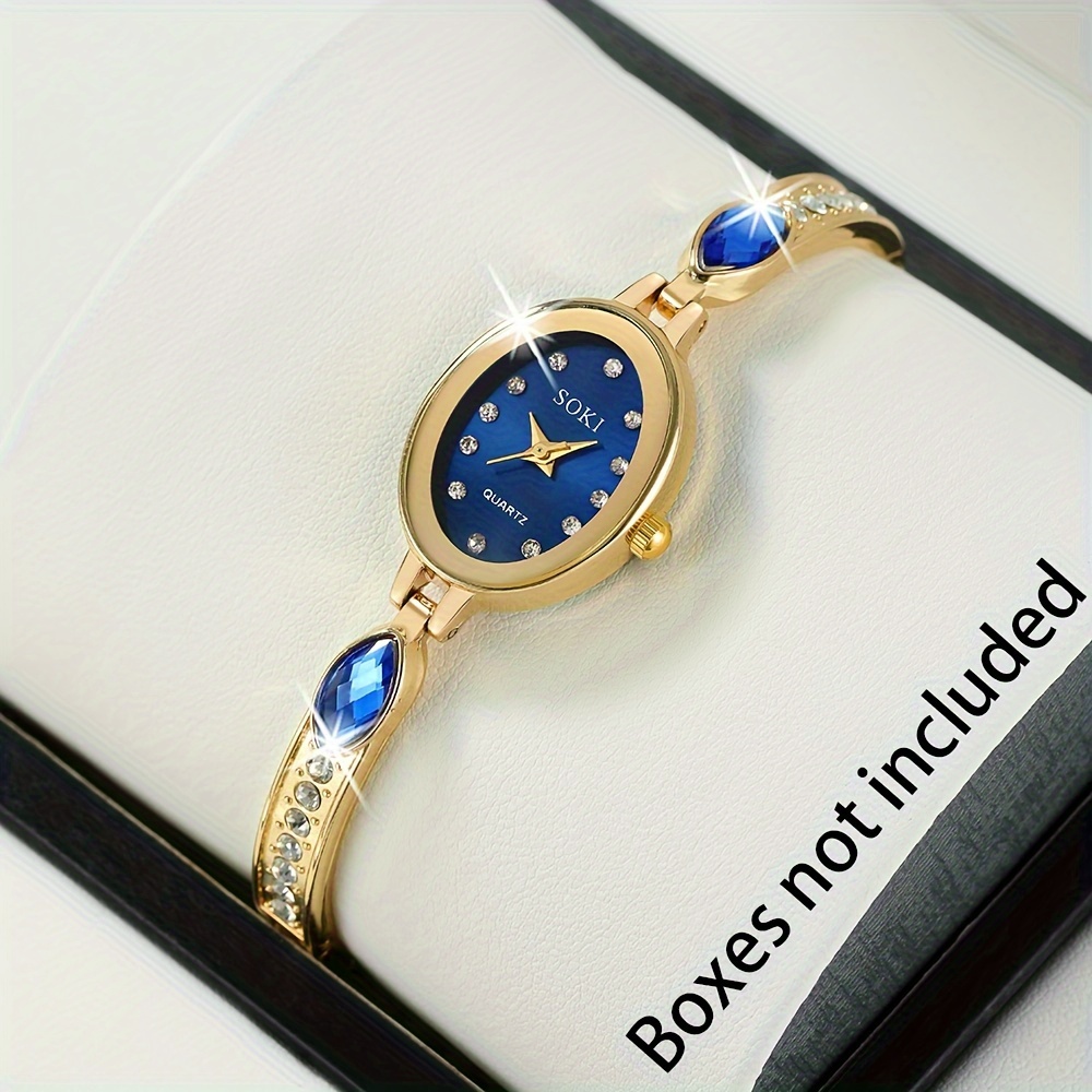 

Quartz Ladies' Wristwatch: Vintage Style, Blue Dial, Crystal Accents, Water Resistant, Japanese Movement, Alloy Case, Analog Display, Battery Operated