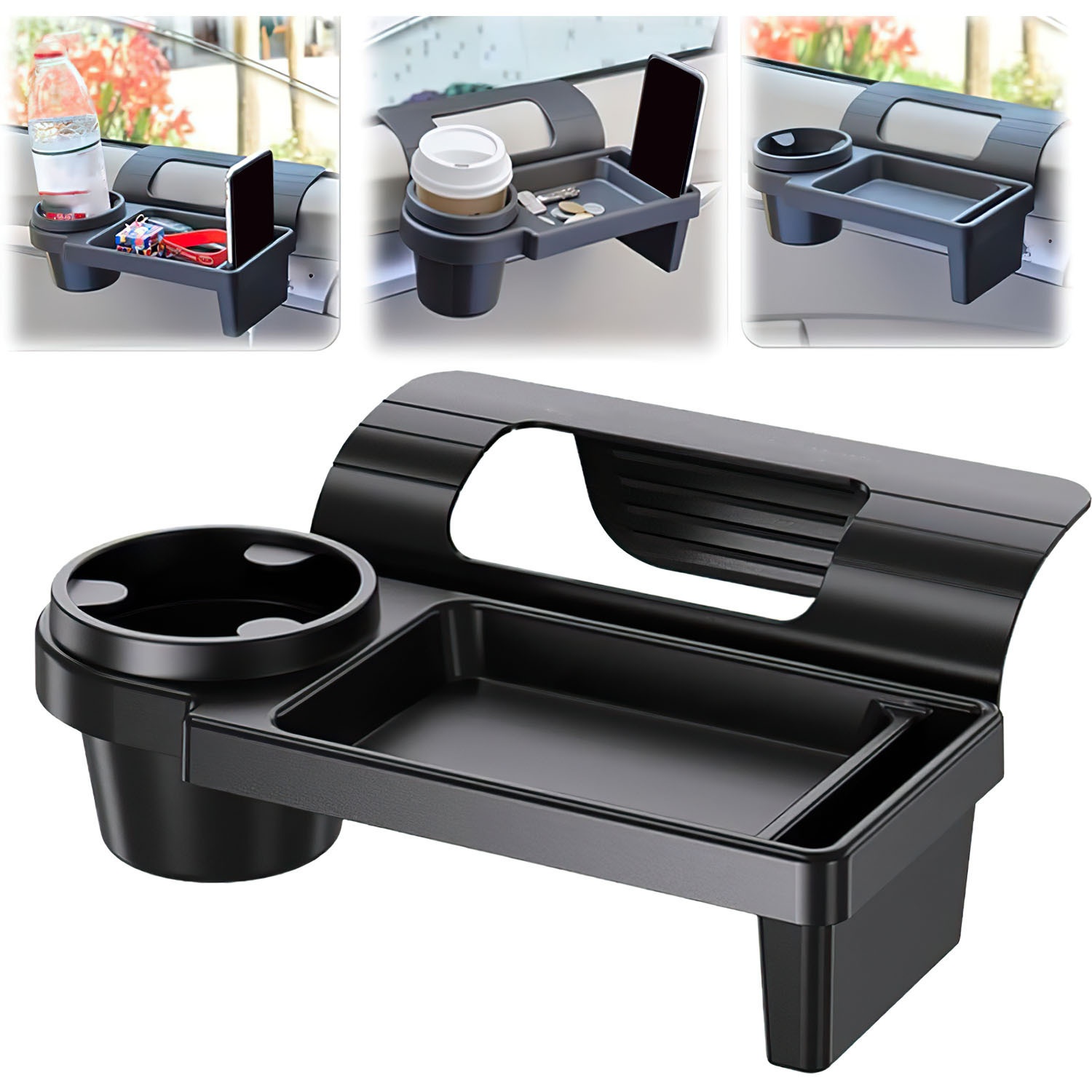 Image of Car Door Storage Box, Multi-functional Car Door Organizer, Black, Pp/tpr, × 18.8 × 9.3cm