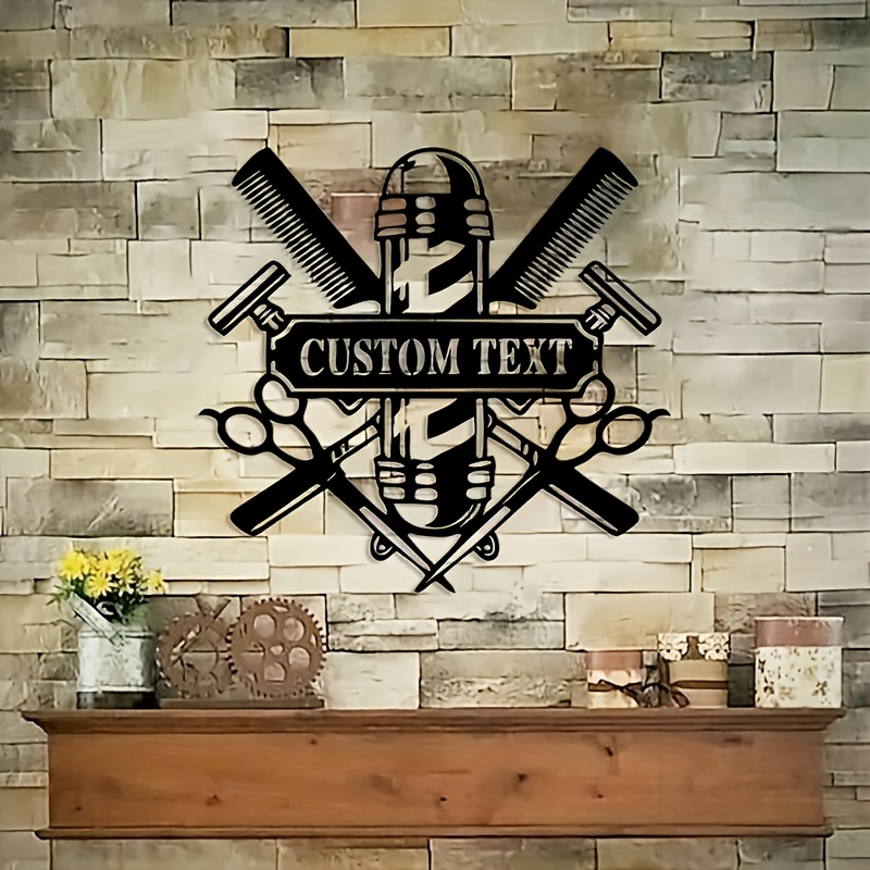 TEMU 1 Custom Metal Sign For , Featuring Wall Art For Hair Salons, Personalized With The Barber Shop's Name, A Great Gift For Hair Stylists, And