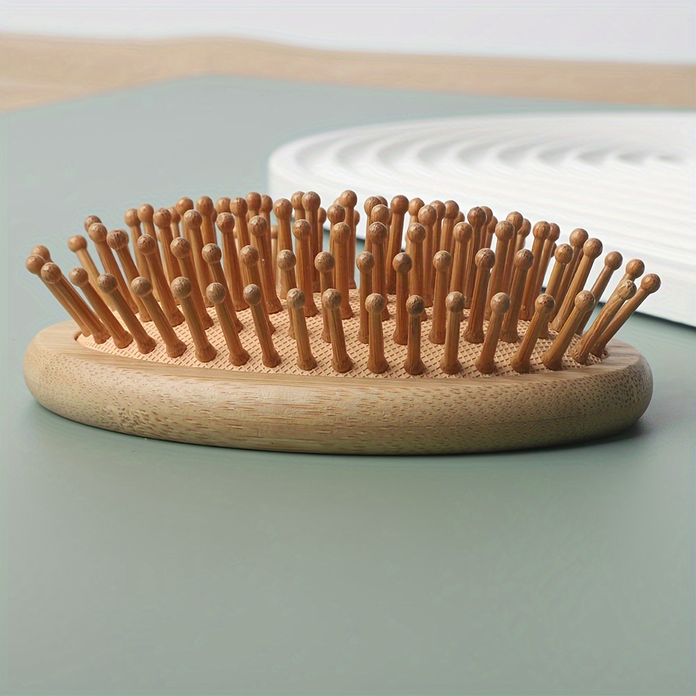Image of Bamboo Hair Brush With Cleaner Brush, Hairbrush With Bamboo Handle For Massaging Scalp