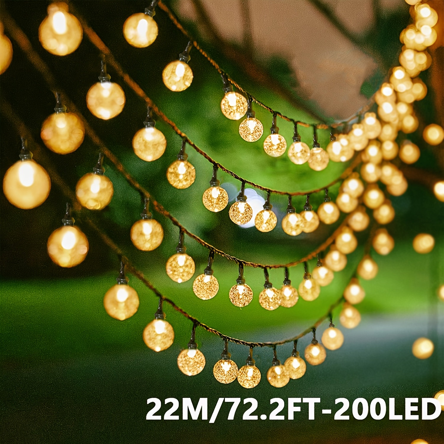 100/200 Led Solar String Lights, Outdoor Solar Powered String Lights, Solar Powered Fairy Lights, Fairy Solar Patio Lights, For Tree Balcony Decorations Gardens, Courtyards, , Walkways, Parties