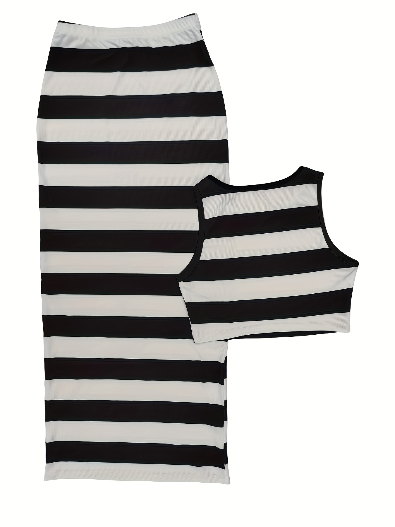 women's elegant striped skirt suit black white vertical Temu Oman