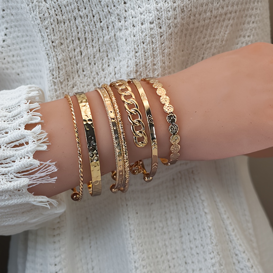 E-shop 7-teiliges/Set Exquisites offenes Damenarmband, geeignet für den täglichen Gebrauch von Frauen, passendes Schmuck und Zubehör, bestes Geschenk