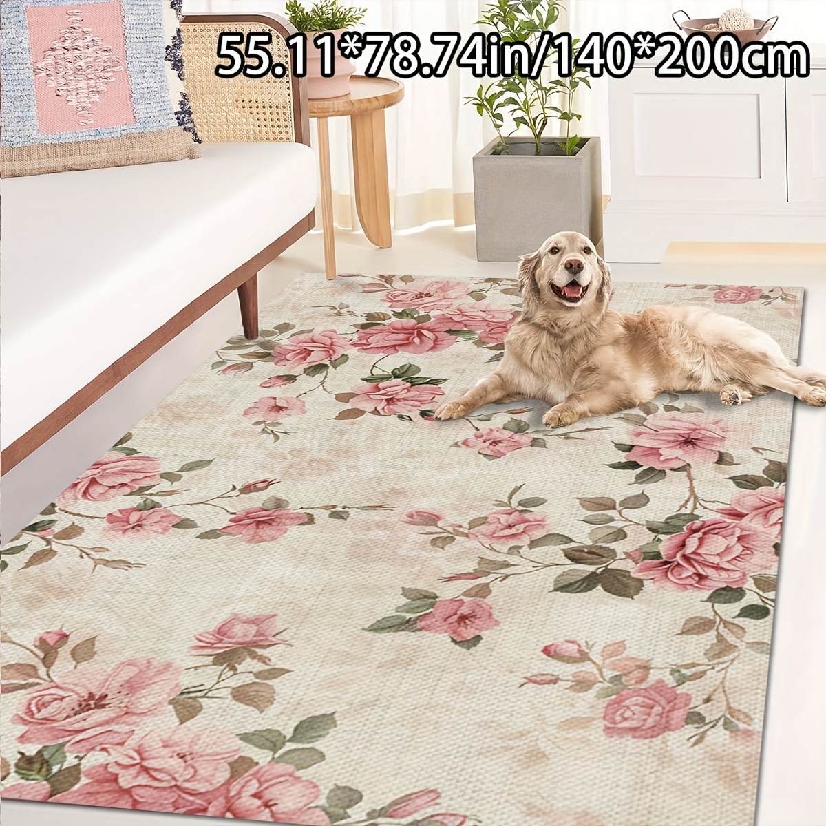 TEMU 1pc Compatible For Home & Commercial - Heavyweight 800g/mÂ² Velvet With Non-slip Dot Backing, Mat Suitable For Living Room, Bedroom, Office -