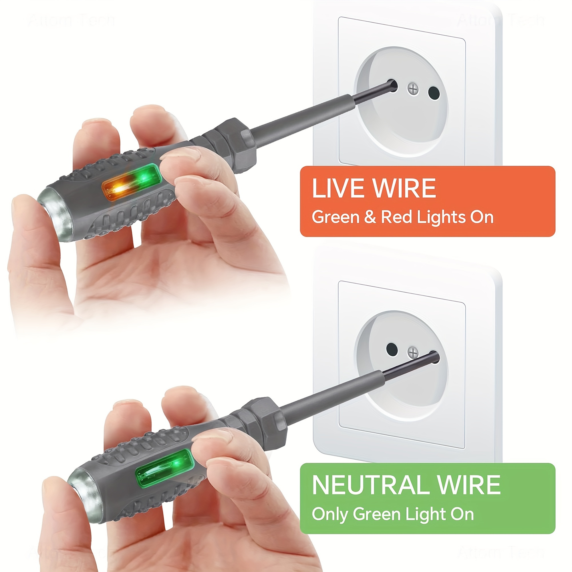 2pcs Electrician Multifunctional High Torque Colorful Light Screwdriver Magnetic Suction Head Electric Pen Test Zero Wire Fire Wire Slotted Head Phillips Head