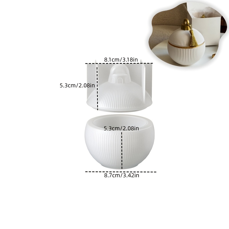 TEMU Dnejiu A Set Resin/epoxy Mold Suitable For Diy Crafts - Compatible For Gypsum Plaster & Resin Casting, Embossed Fan-shaped & Striped Round Box