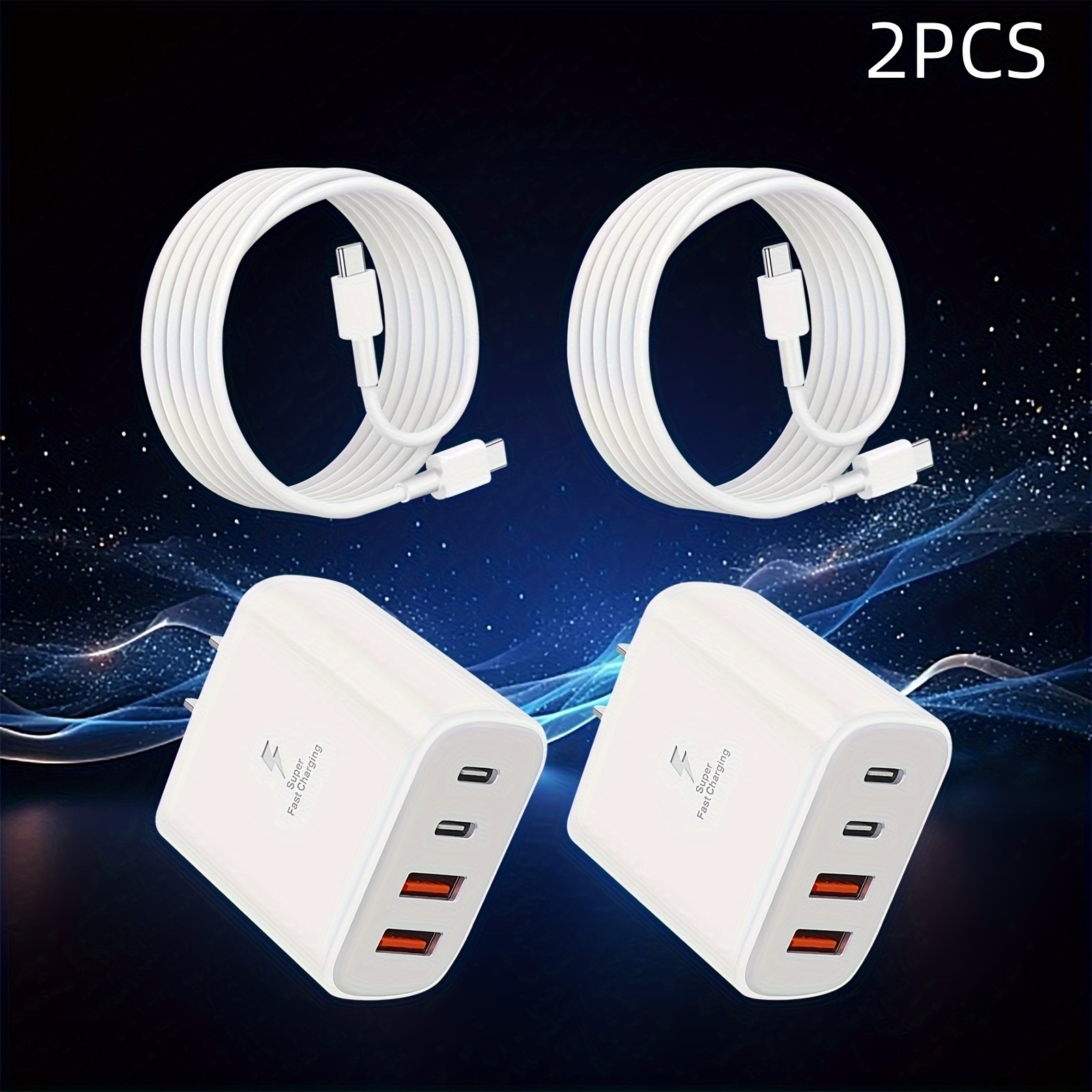 

2pcs For Super Fast Charging Ipad Charger Usb C Wall Charger Fast Charging 4ft Cable
