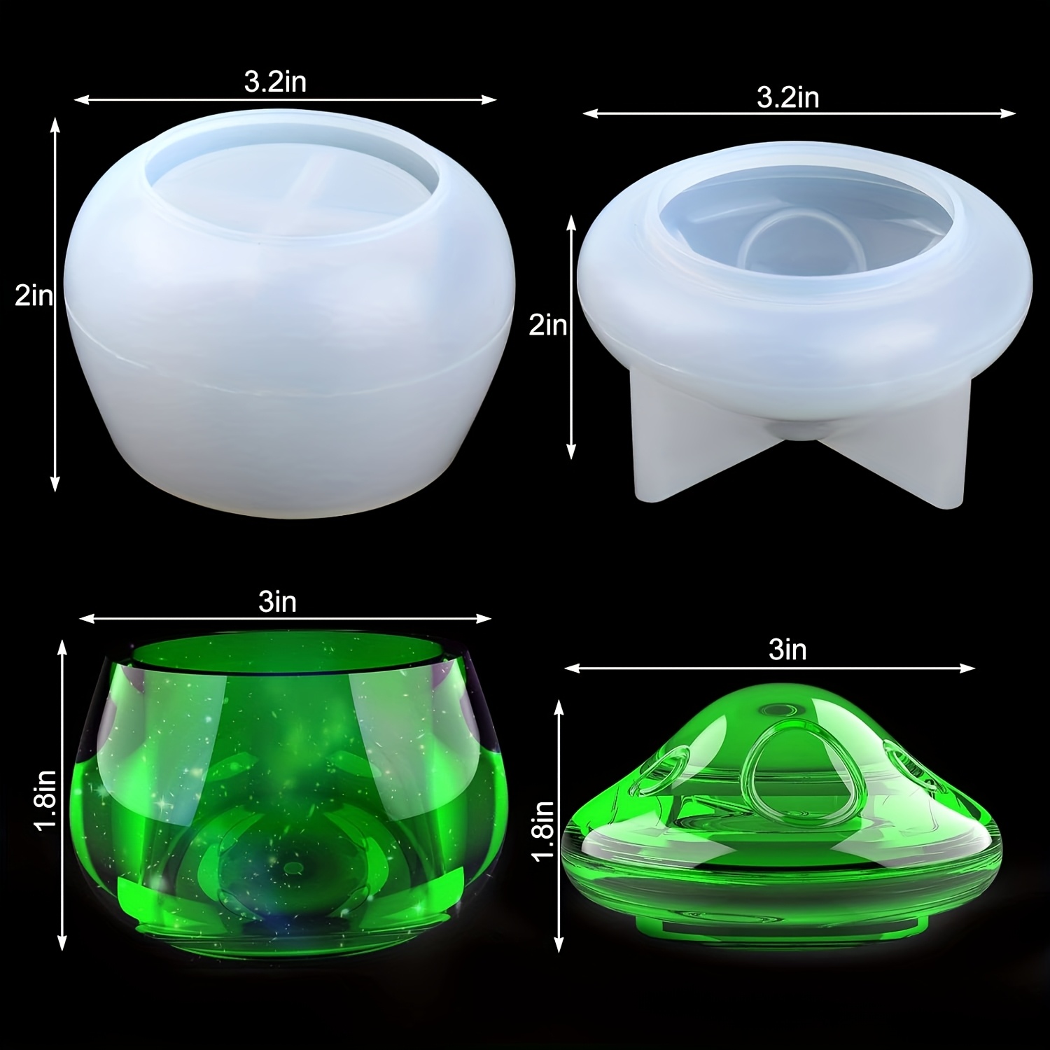 TEMU Jar Resin Molds Silicone, Mushroom Jars Silicone Molds With Lid For Epoxy Resin Casting For Jewelry Storage Box, Container, Home Decoration