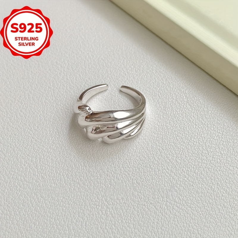 925 Sterling Silver Wave Open Ring - Hypoallergenic Fashionable Layered Design