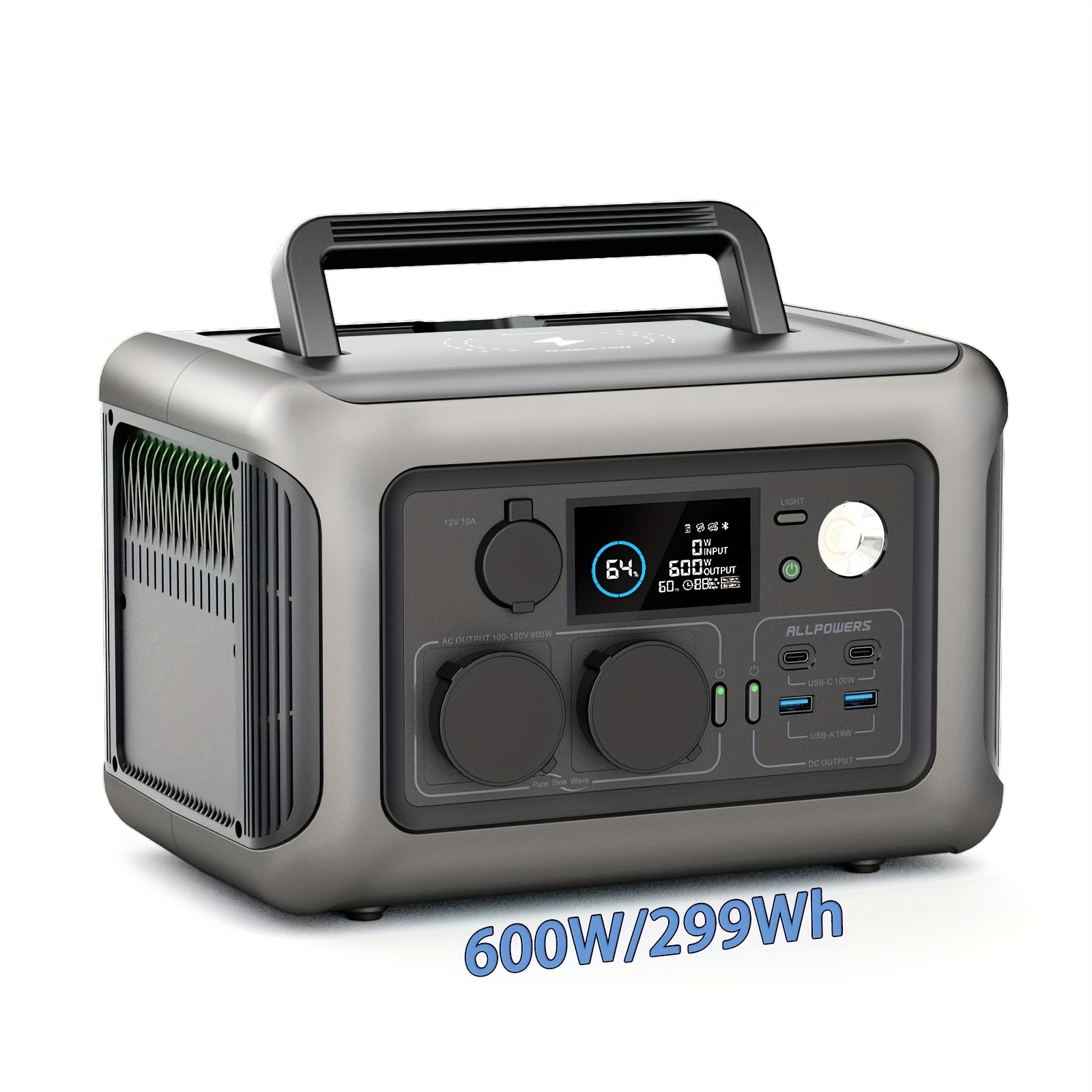 Image of Allpowers Station, 299wh Lifepo4 Battery, (1200 W ) Ac Output Portable Power Station, Mobile Power Supply For Travel, Camping, Motorhome, Outdoor Adventure
