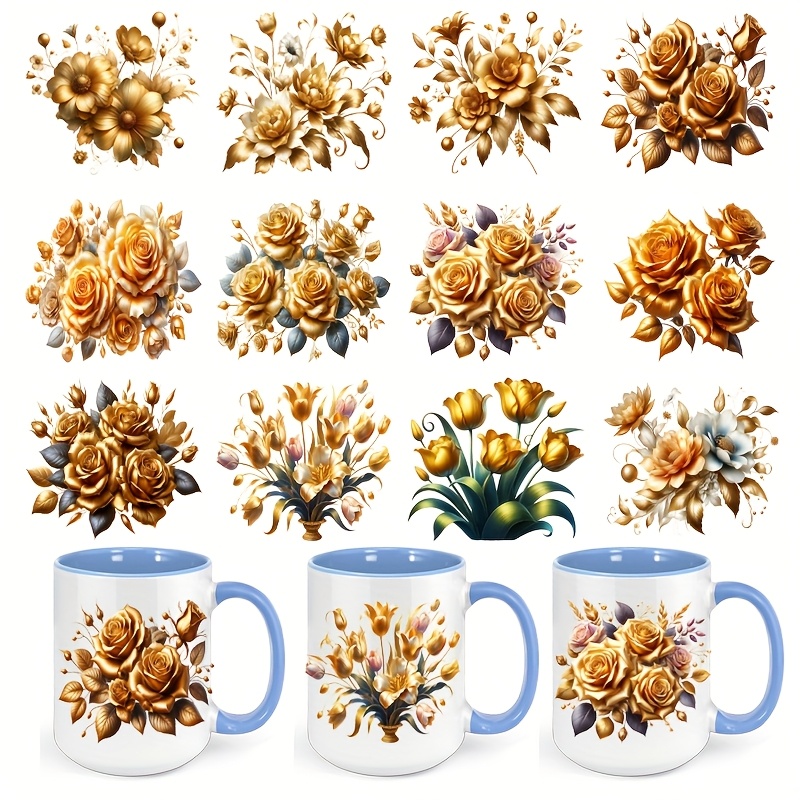TEMU Set Of 12 Series Designs, Uv Dtf Heat Transfer Stickers, Cartoon Patterns, And Scratch-resistant Film Stickers, Suitable For Glass Cups, Mugs,