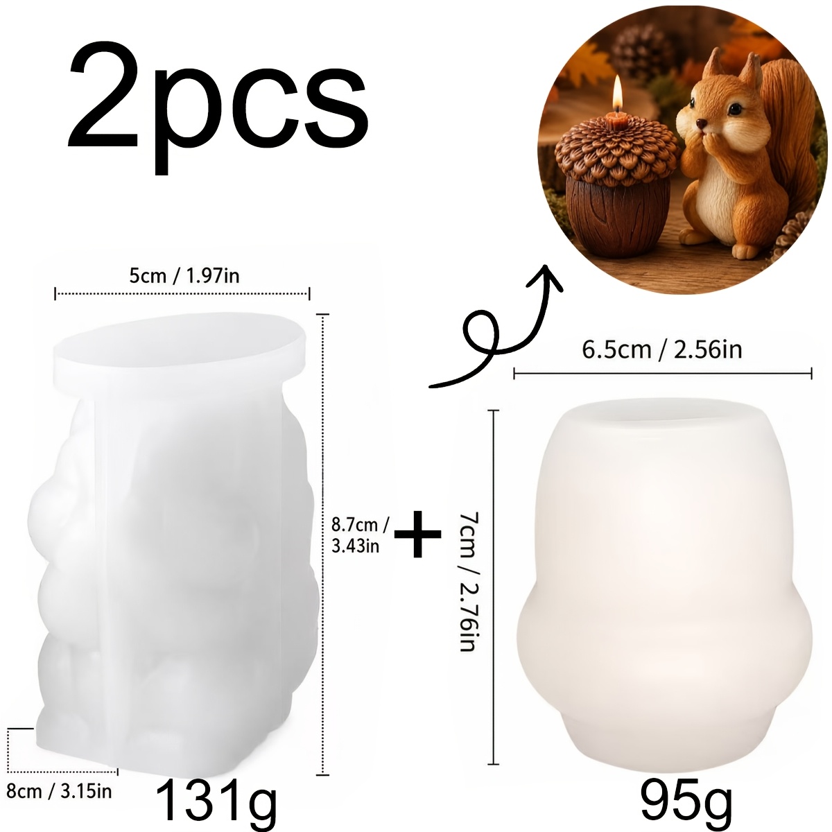 TEMU Set stampi in silicone per candele a forma di e pigna, set di stampi 3D a forma di di animale, candele profumate, stampi per di in gesso resina,
