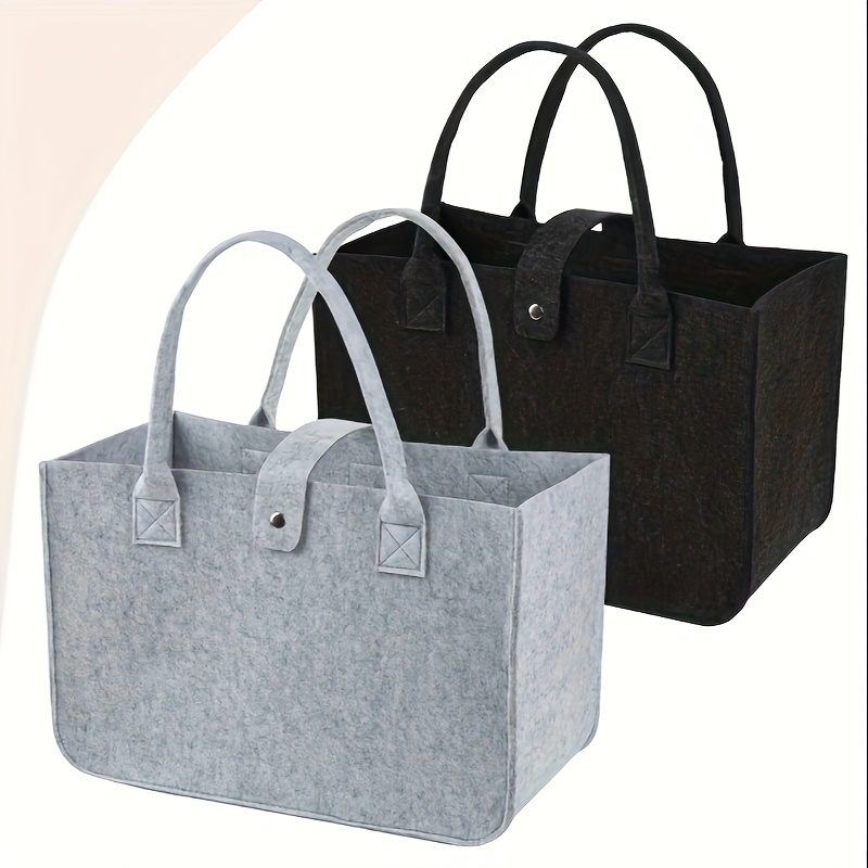 E-shop 2 Stk. Filztasche mit großem Fassungsvermögen starkem Griff, faltbare Einkaufstasche im nordischen Stil, langlebig , leicht zu reinigen, für