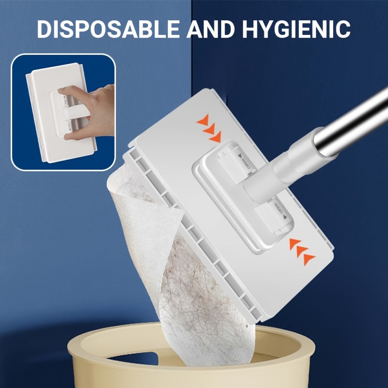 7pcs set 1pc mop and 6pcs random color cloth hand wash free lazy   mop for wet and dry use reusable press clip mop   for kitchen bathroom window and floor multifunctional cleaning tool Product details 1