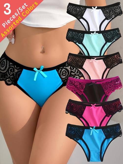 womens lace trim briefs with bow detail low color in pink and comfortable and stylish for casual attire casual attire briefs lace trim briefs
