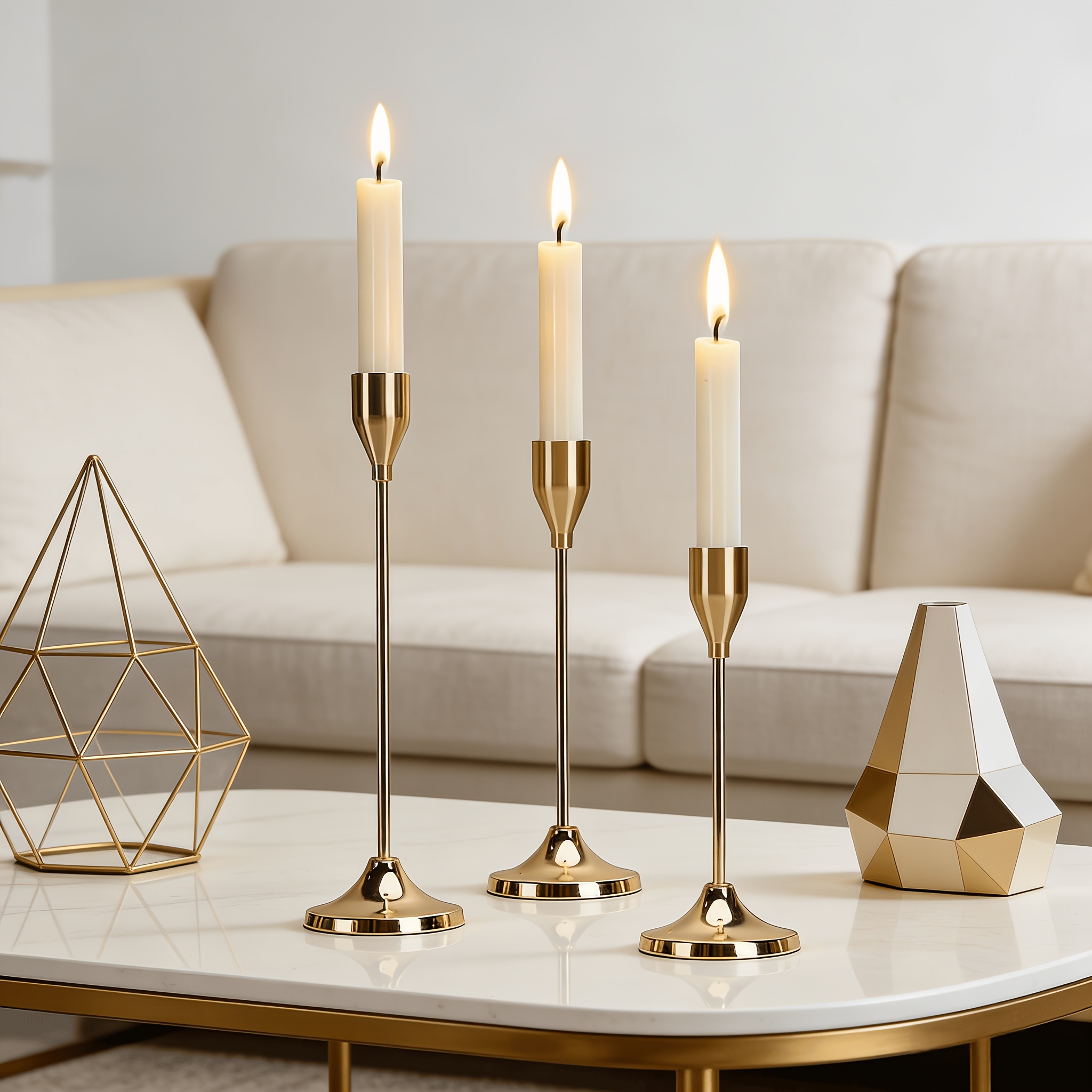 E-shop 3er-/6er-Set Prächtige Einzelläufer-Kerzenleuchter in Gold, abnehmbar, geeignet für romantische Kerzenlicht-Dinner-Requisiten, Restaurants,