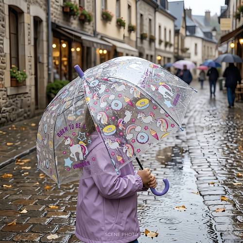 kids high definition transparent umbrella unicorn long handled umbrella black reinforced frame for preschoolers and elementary students collisionproof umbrella grandchildrens gift