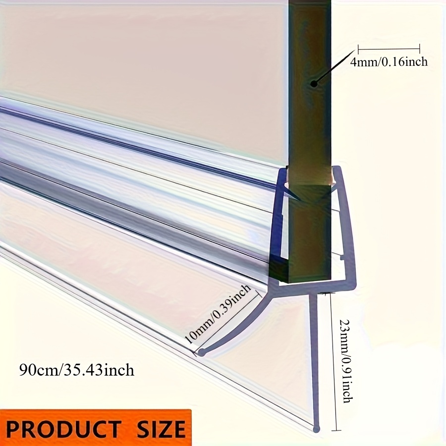 2pcs 90cm Shower Glass Door Strip Seals With Deliver, Leak-proof Shower Door Bottom Seals For Dry Bathroom, For Glass Thickness 4-10mm