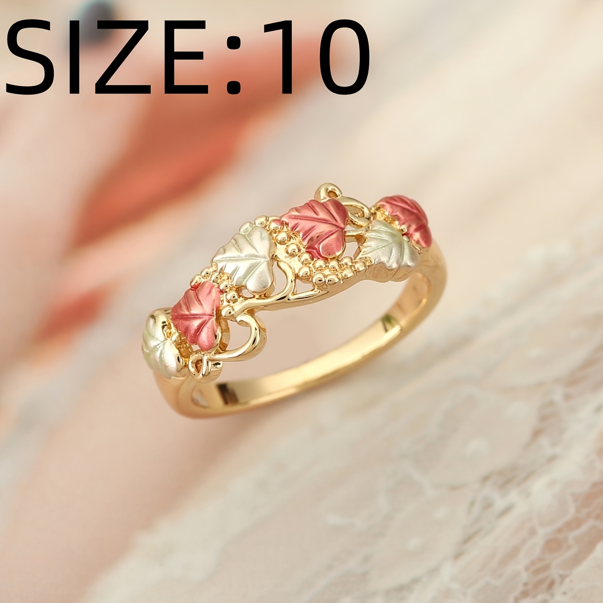 Unisex Copper Leaf Fashion Ring, Elegant Holiday Accessory