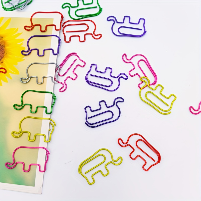 

36pcs/60pcs Elephant Shape Paper Clips, Multi-color Paper Clips, School And Office Paper Clips