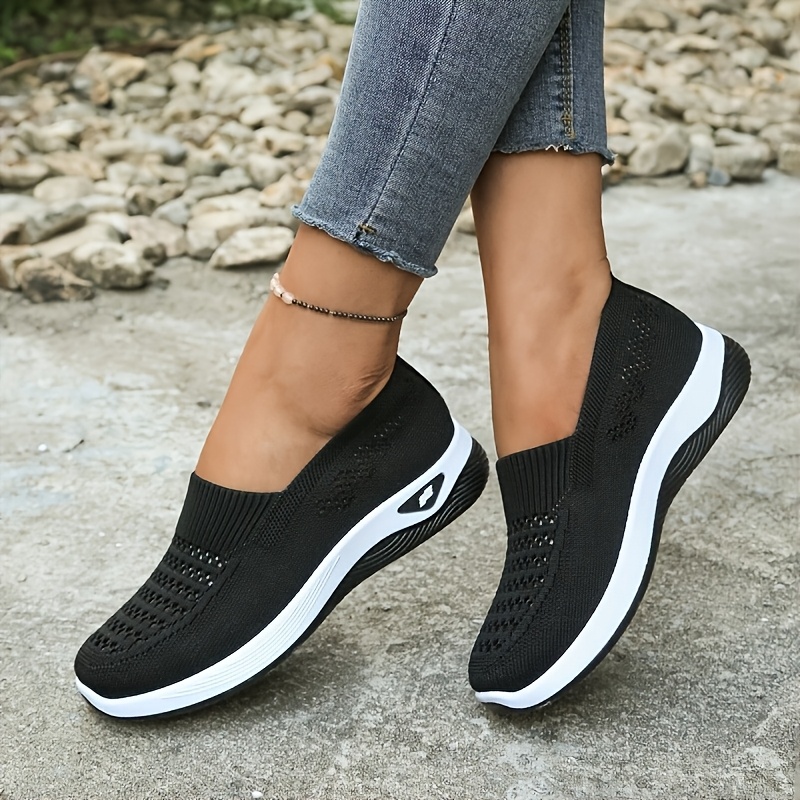 TEMU Women's Slip-on Low-top Sneakers - Wide Comfortable Casual Shoes With Soft Fabric Upper And Cushioned Sole, Lightweight Walking Shoes For