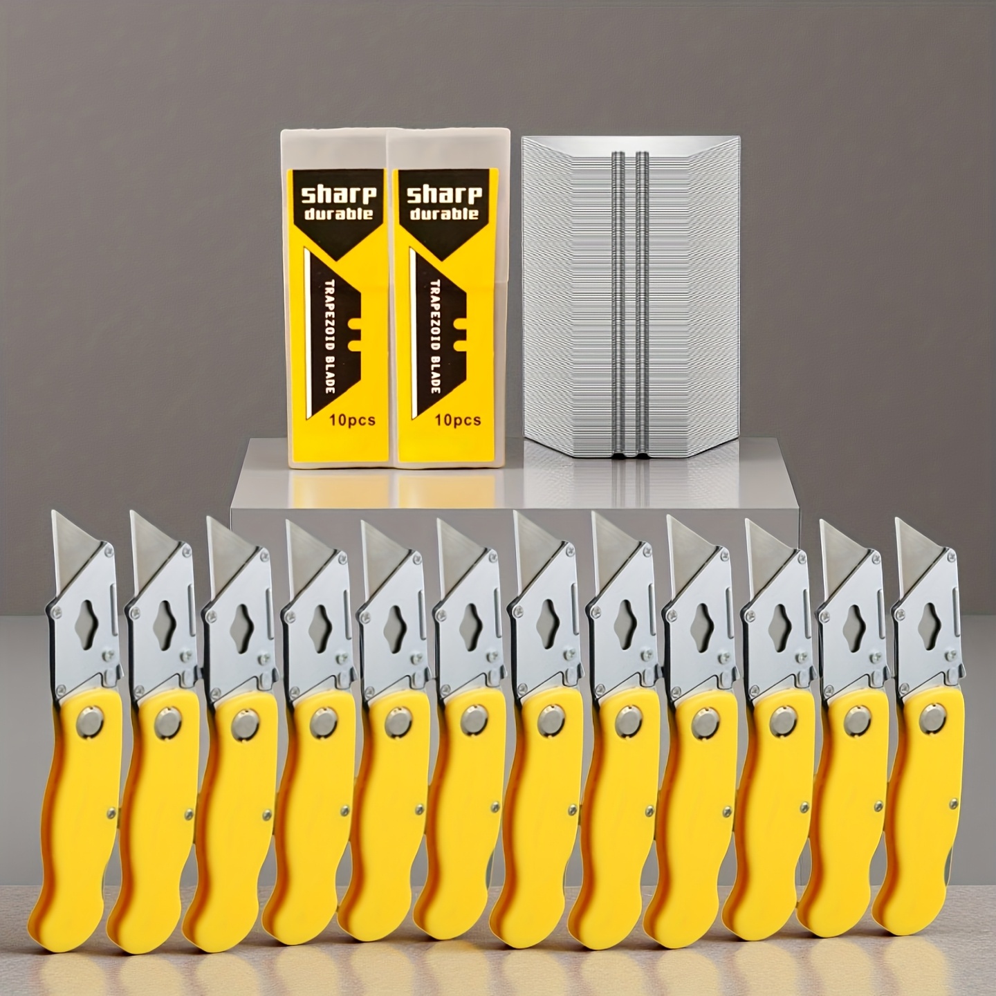 3/6/12 Light Folding Utility Knife And Blade Set, Paper Cutter, Box Cutter, Pencil Knife, Mini Knife, Rope Paring Knife, Universal Trapezoidal Utility Blade, Suitable For Office, Warehouse, School Use