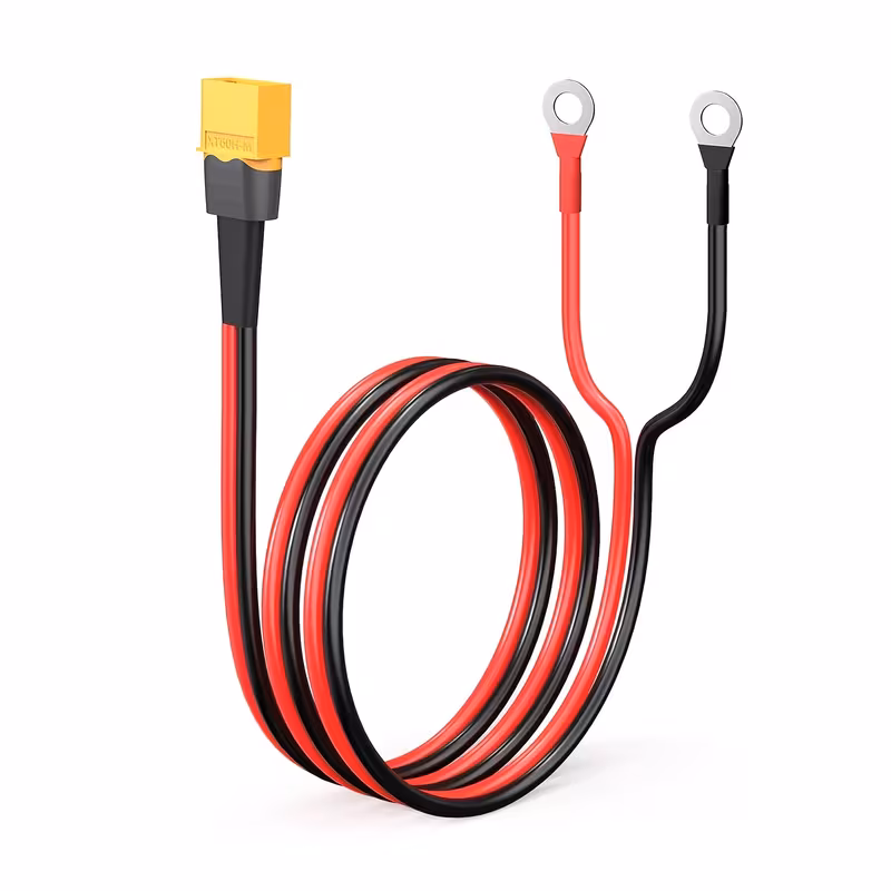 кабель с клеммой o-ring от xt60 к 10awg, кабель-коннектор xt60 male с клеммой o-ring с луженым чистым проводом, подходит для автомобилей, автомобильных аккумуляторов, автомобильной модернизации цепей, портативных электростанций и аккумуляторных панелей для вилочных погрузчиков и т. д., без аккумулятора Детали 1