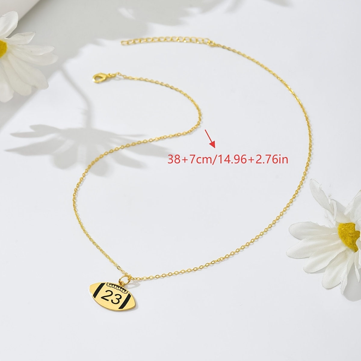 Women's Football Pendant Necklace, Custom Number, Casual Style