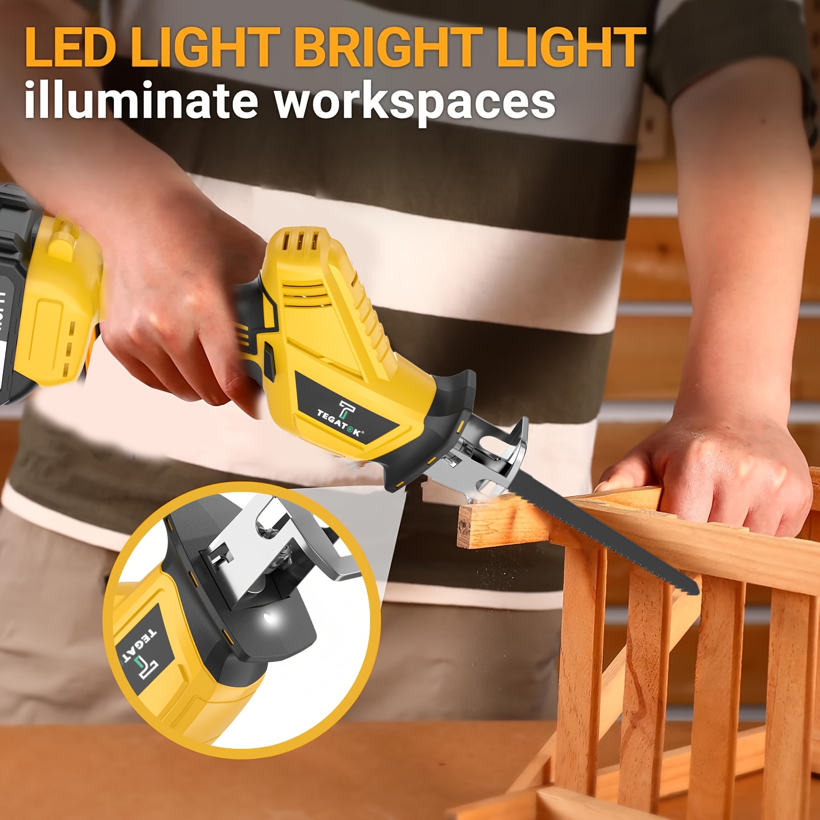 Newly Upgraded Electric Saw, Wireless HandSaw with LED Light and Safety Lock, Suitable for Multi-Purpose Cutting, Equipped with 1 Or 2 Battery, Replaceable Saw Blades and Tool Box, Tools On Sale At a Discount, Men's Gift, Christmas Gift 8 Newly Upgraded Electric Saw, Wireless HandSaw with LED Light and Safety Lock, Suitable for Multi-Purpose Cutting, Equipped with 1 Or 2 Battery, Replaceable Saw Blades and Tool Box, Tools On Sale At a Discount, Men's Gift, Christmas Gift - Image 8