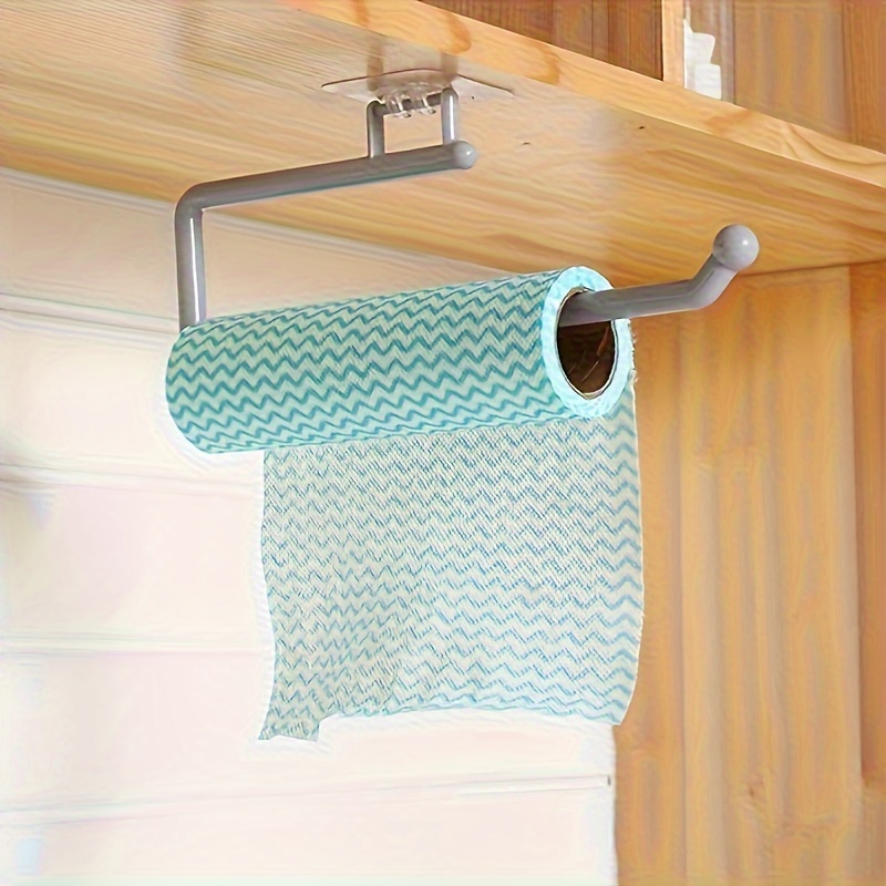

Wall-mounted Paper Towel Holder Set – 1-piece, Easy-install, Drill-free Plastic Holders For Kitchen Towels, Toilet Paper, Wraps – Versatile Dishcloth Hanger, No-drill Mounting, Durable Material