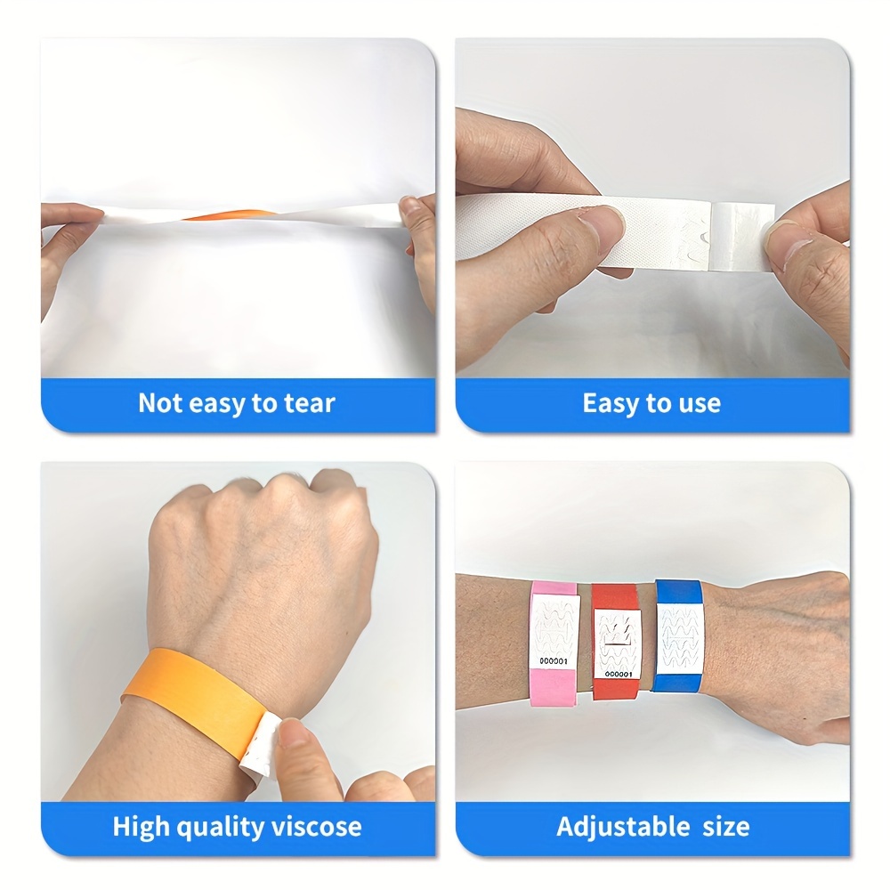 Bracelets Papier événement - Lot De 200 Bracelets Imperméables Pour Festivals Et Fêtes