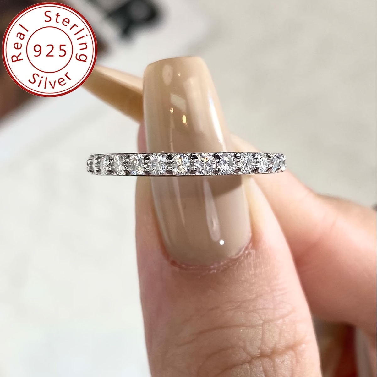 

925 Sterling Silver Eternity Ring Paved Shining Moissanite Symbol Of Eternal Love And Romance High Quality Gift For Family/ Friends/ Lover