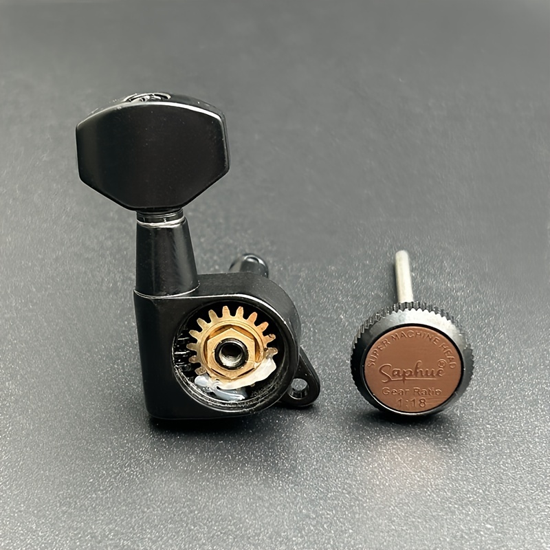 [SAPHUE Guitar Locking Tuners] 6pcs SAPHUE Guitar Locking Tuners - 1:18 Locking Ratio, Hexagonal Handle with Sealed Gear & Cast Housings in Black/Golden/Chrome for Electric/Acoustic Guitars (Includes Mounting Hardware)