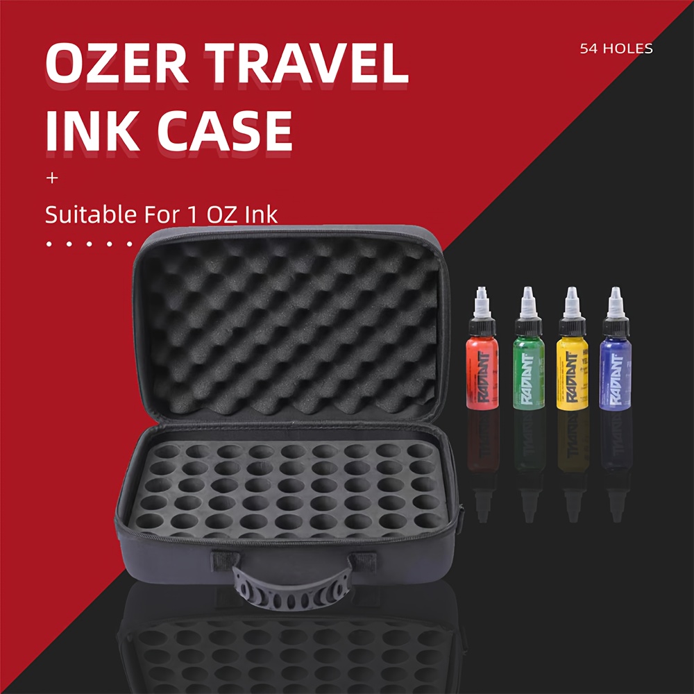 TEMU 1pc Extra Large Capacity Travel Travel Tattoo Can Hold 54 Bottles Of 1oz Color , Back Or Shoulder, More Suitable For Tattoo Beginners And Without Color