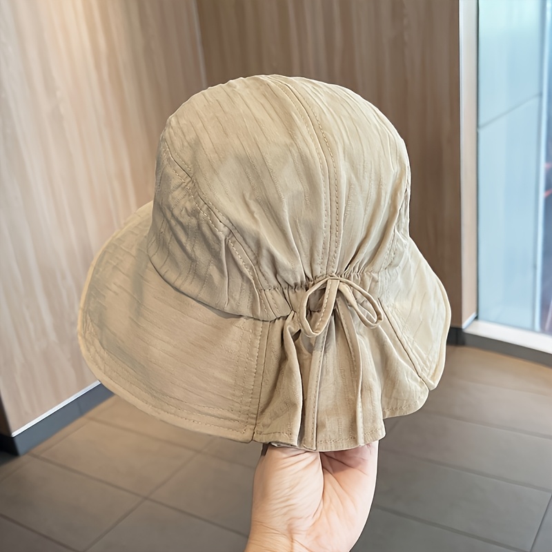 Korean Version Fisherman Hat Women's Summer Thin Travel Large Head Sun Hat Bow Sun Hat Face Sunscreen Basin Hat