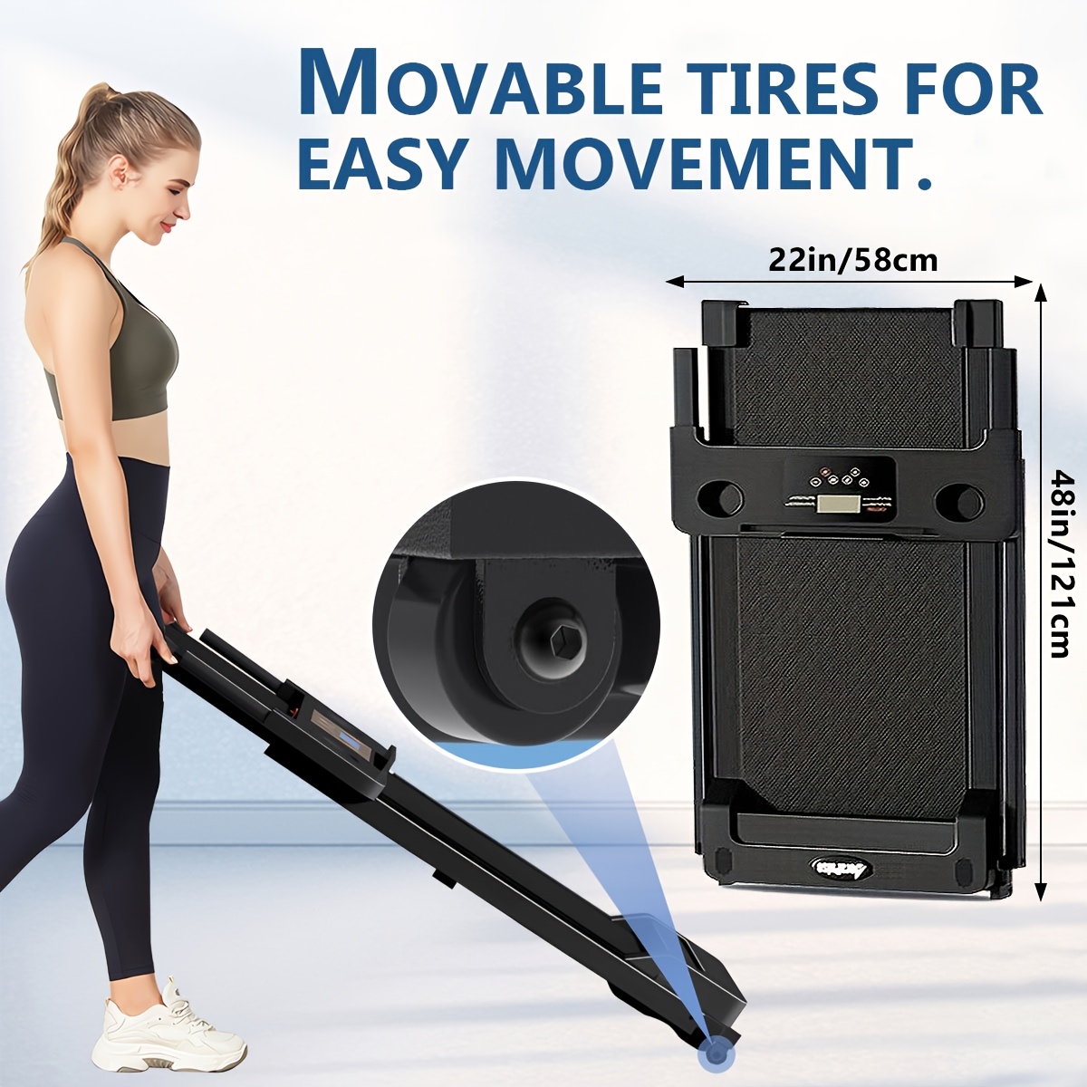 [Portable Treadmill] 3.0HP Foldable Portable Home Treadmill | Load-bearing 300 LBS, Small Home Office Walking Treadmill, Armrest, LED Display, Walking Jog, Plug-in