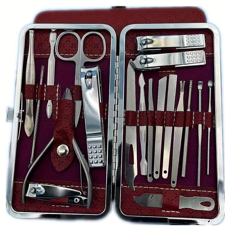 

1 Manicure Set, 19-in-1 Pedicure Tool Set With Portable Travel Case, Professional Sharp Nail Clippers, Fitted Nail Care Tools