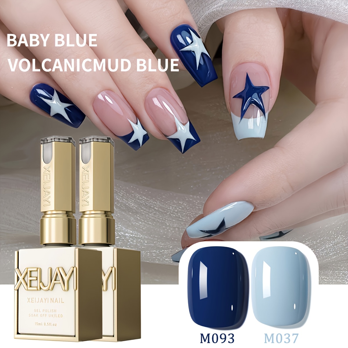 Image of Bright Nail 2colors 15ml Summer Nail Trends 2025 New Popular Gemstone Blue And Cream Gel Semi Permanent Nail Art Soaking Led Nail Salon Diy Nail Salon Gel
