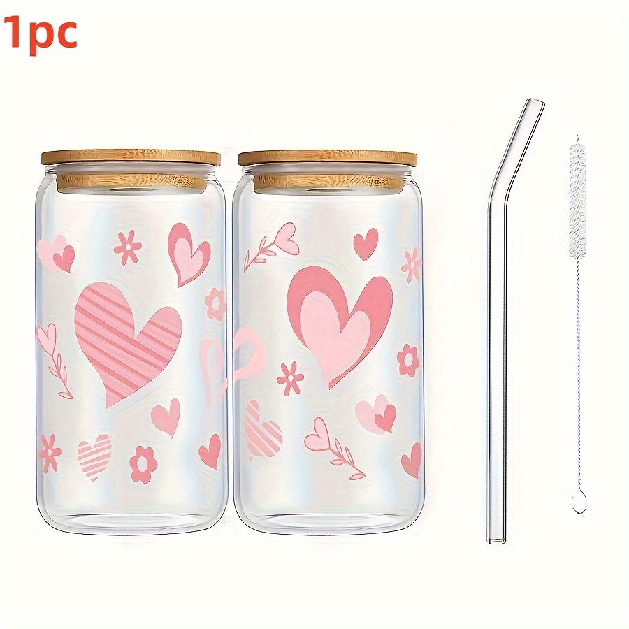 Vasos de vidrio personalizados con tapas y pajitas de bambú con nombre  personalizado y foto sublimación, vaso de 16 onzas, taza de café helado