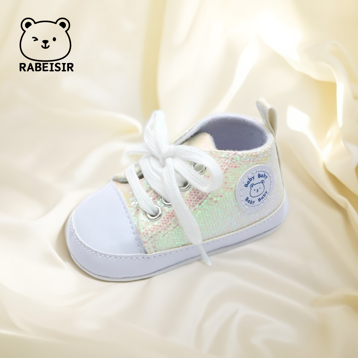 Trendy Comfortable Sequin Sneakers For Baby Boys, Lightweight Non Slip Shoes For Indoor Outdoor Walking, Spring And Autumn