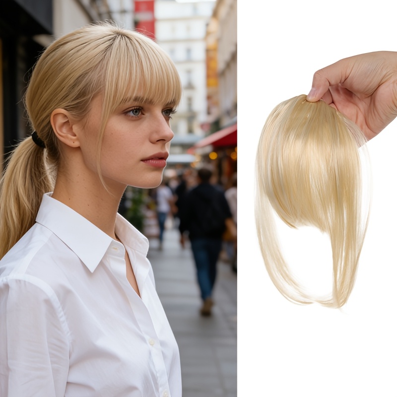 TEMU Trendy Invisible Hairline Bangs For Women, Seamless Air Bangs Hairpiece, Hair Clip-in Hair Extensions