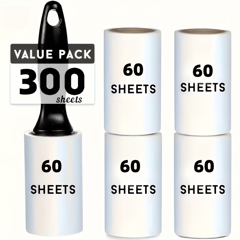 TEMU 60/300 stuks Super Pluisroller voor het Verwijderen van Dierenharen van Kleding, Tapijten, Bankhoezen | Perfecte Pluisverwijderaar voor Thuis,