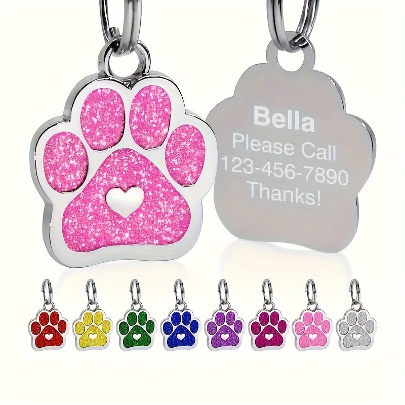 TEMU 1pz Targhetta Personalizzabile per Animali Domestici - Design con di , Incisibile con dell'Animale e Numero di Telefono del Proprietario per